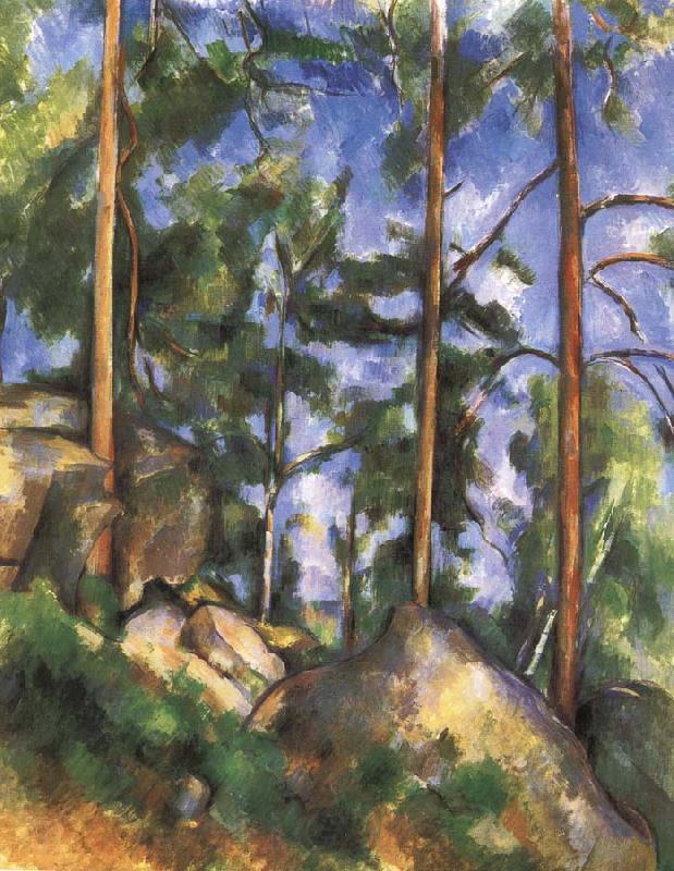 Paul Cezanne pine trees and rock Germany oil painting art